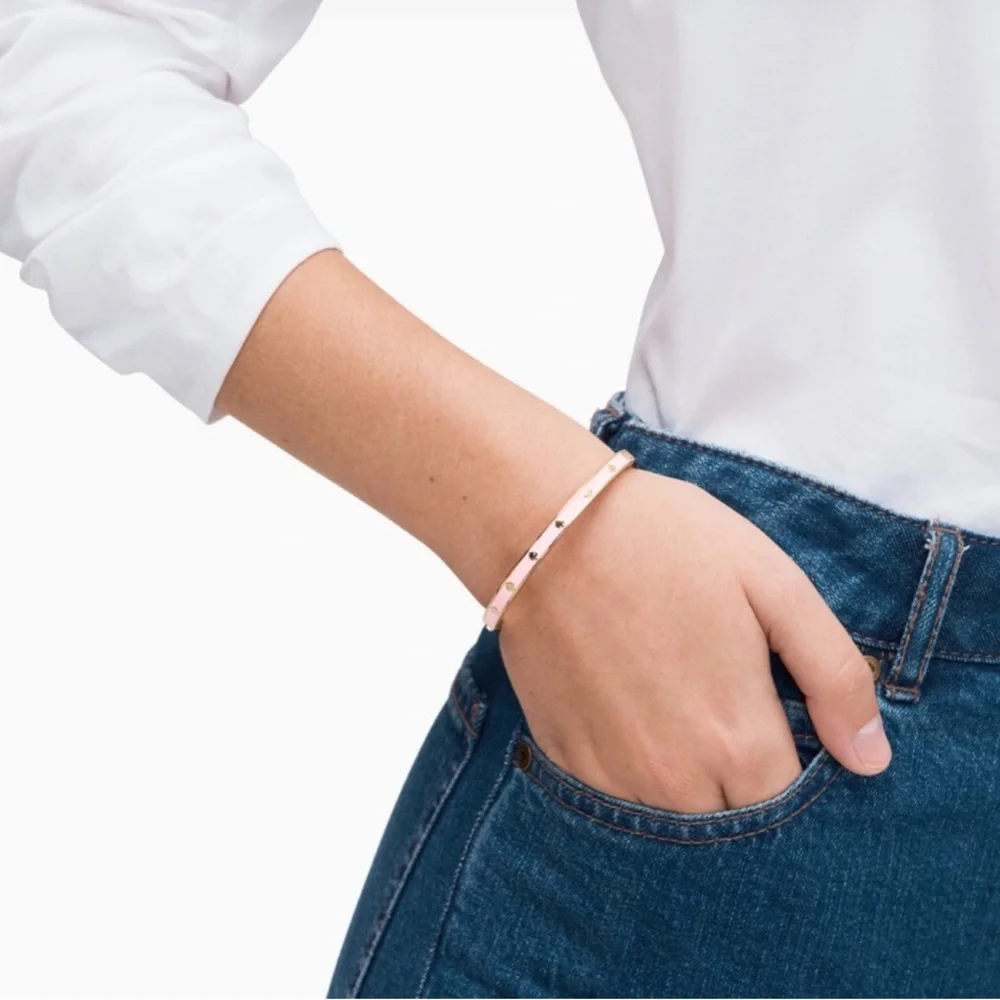Kate spade spot the spade bangle bracelet gold pink 🩷♠️ - Picture 11 of 11